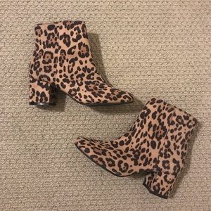 Cheetah heeled ankle booties
